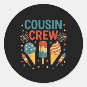 Cousin Crew 4th Of July Ice Cream Patriotic Kids B Classic Round Sticker