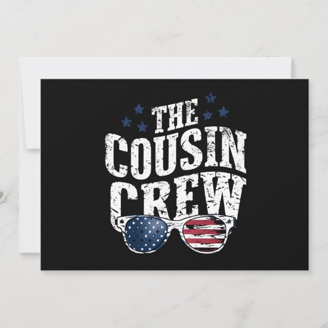Cousin Crew 4th of July Patriotic American Family  Invitation (Front)