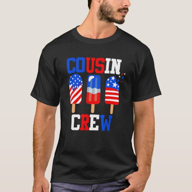 Cousin Crew 4th of July  Popsicle Us Flag Patrioti T-Shirt (Front)