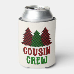 Cousin Crew Buffalo Plaid Christmas Tree Can Cooler