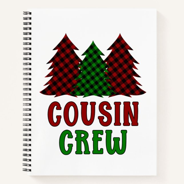 Cousin Crew Buffalo Plaid Christmas Tree  Notebook (Front)