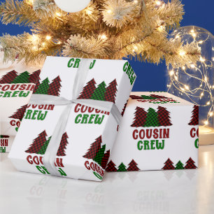 Cousin Crew Buffalo Plaid Christmas Tree Pattern Wrapping Paper