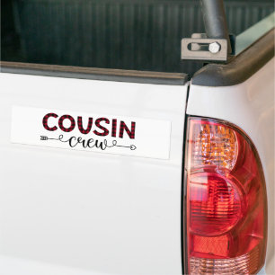 Cousin Crew Buffalo Plaid Pattern Christmas Bumper Sticker