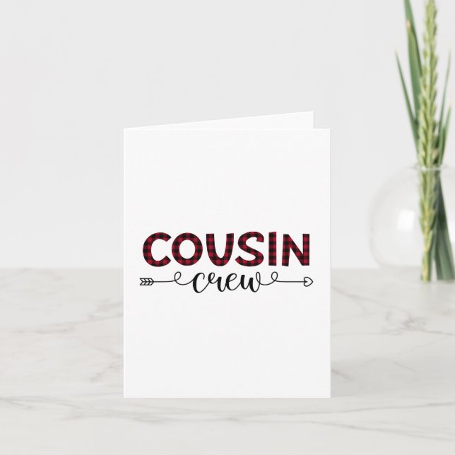Cousin Crew Buffalo Plaid Pattern Christmas Card (Front)