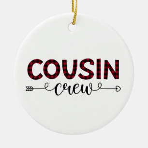 Cousin Crew Buffalo Plaid Pattern Christmas Ceramic Ornament