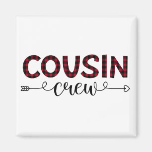 Cousin Crew Buffalo Plaid Pattern Christmas Magnet