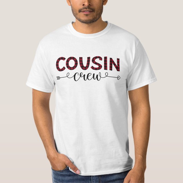 Cousin Crew Buffalo Plaid Pattern Christmas T-Shirt (Front)