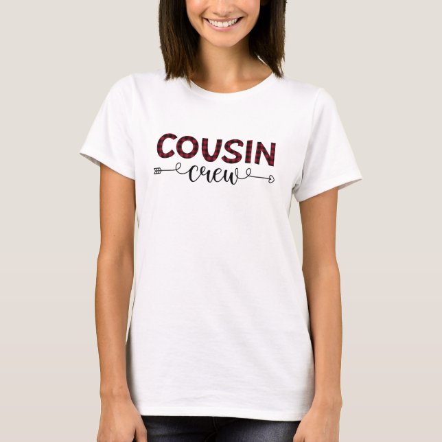 Cousin Crew Buffalo Plaid Pattern Christmas T-Shirt (Front)