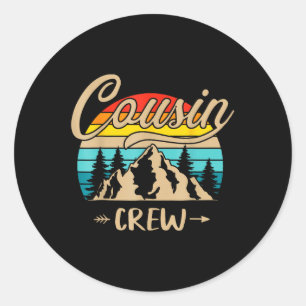 Cousin Crew Camping Outdoor Sunset Summer Camp _1  Classic Round Sticker