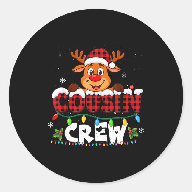 Cousin Crew Christmas 2025 Family Matching Santa E Classic Round Sticker (Front)