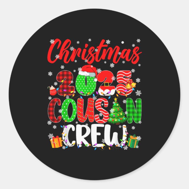 Cousin Crew Christmas 2025 Pjs Pajamas Xmas Family Classic Round Sticker (Front)