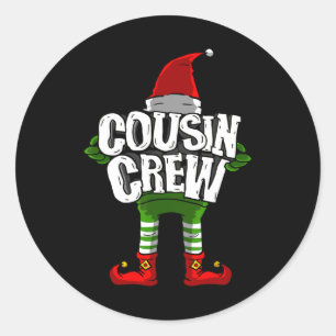 Cousin Crew Christmas Elf Matching Family Classic Round Sticker