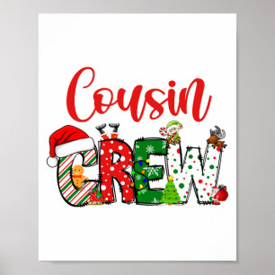 Cousin Crew Christmas Family Pajama Front And Back Poster