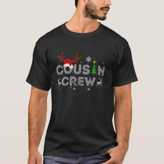 Cousin Crew Christmas Funny Reindeer Santa Hat Xma T-Shirt