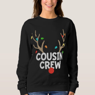 Cousin Crew Christmas Pajama Reindeer Lights Match Sweatshirt