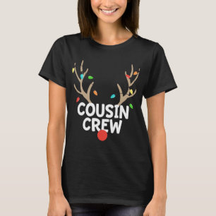Cousin Crew Christmas Pajama Reindeer Lights Match T-Shirt