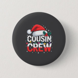 Cousin Crew Christmas Reindeer Antlers Hat Lights 6 Cm Round Badge