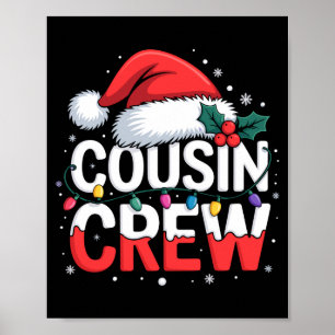 Cousin Crew Christmas Reindeer Antlers Hat Lights Poster