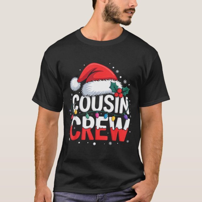 Cousin Crew Christmas Reindeer Antlers Hat Lights  T-Shirt (Front)