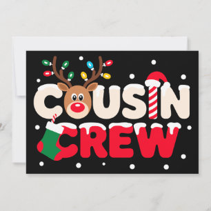 Cousin Crew Christmas Reindeer Candy Cane Stocking Invitation