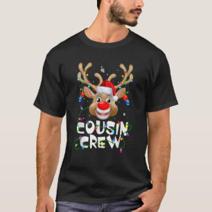 Cousin Crew Christmas Reindeer Santa Hat Lights Ma T-Shirt