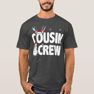 Cousin Crew Christmas Reindeer Santa Hat Matching  T-Shirt