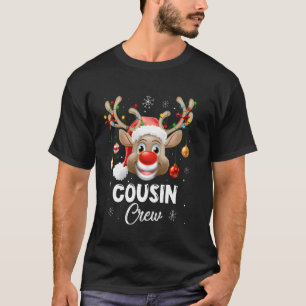 Cousin Crew Christmas Reindeer Santa Hat Matching T-Shirt