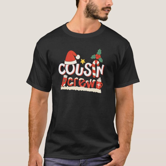 Cousin Crew Christmas Santa Hat Family Matching Pa T-Shirt (Front)