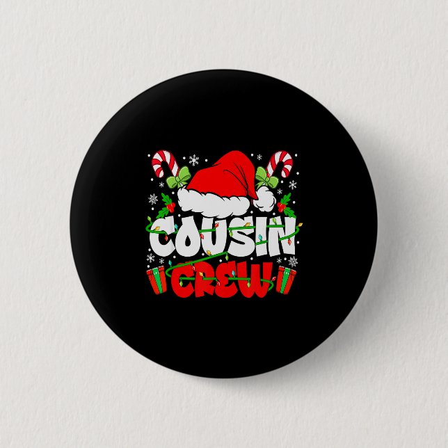 Cousin Crew Christmas Santa Hat Lights Xmas Men Bo 6 Cm Round Badge (Front)