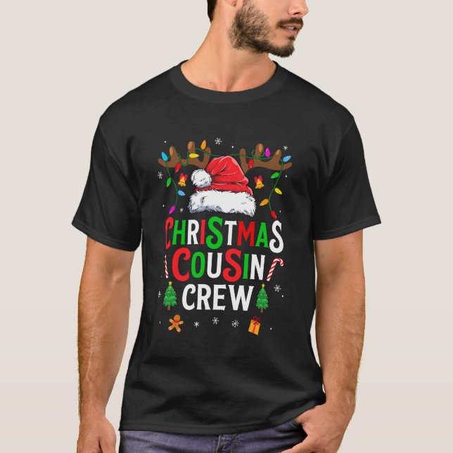 Cousin Crew Christmas Santa Squad Reindeer Party B T-Shirt (Front)