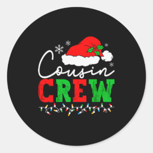 Cousin Crew Christmas Xmas Lights Family Matching  Classic Round Sticker