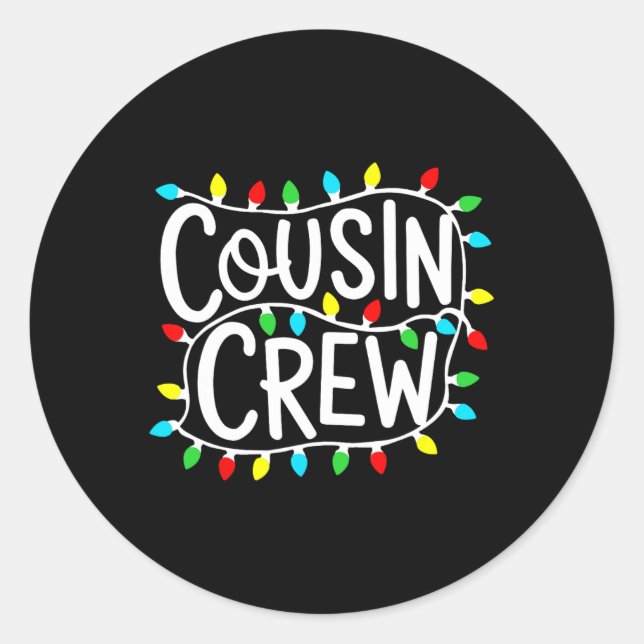 Cousin Crew Christmas Xmas Lights Family Matching  Classic Round Sticker (Front)
