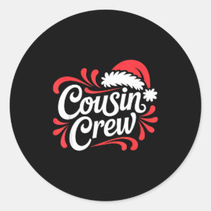 Cousin Crew Christmas Xmas Lights Family Matching Classic Round Sticker