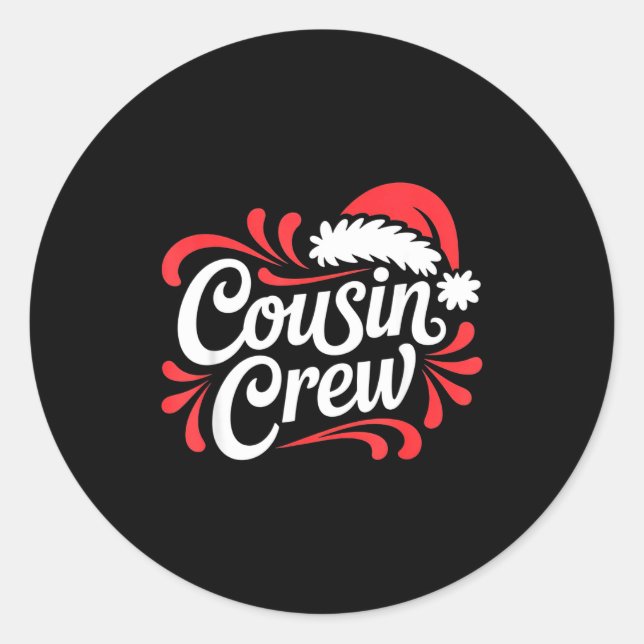 Cousin Crew Christmas Xmas Lights Family Matching  Classic Round Sticker (Front)