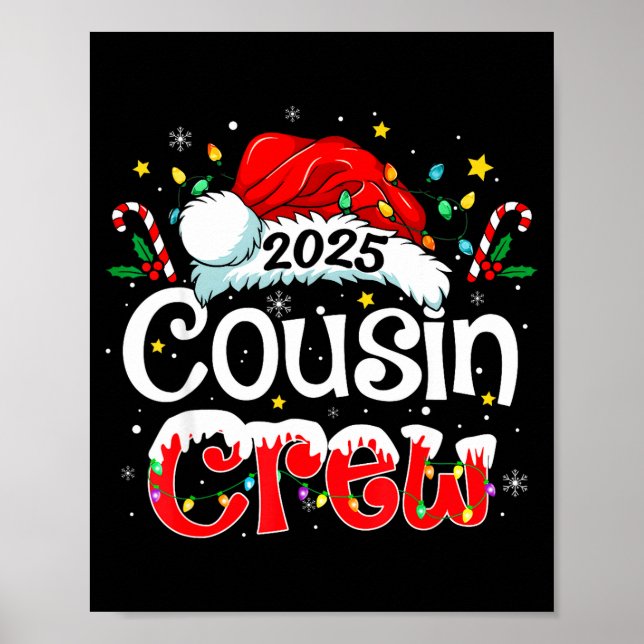 Cousin Crew Christmas Xmas Lights Family Matching  Poster (Front)