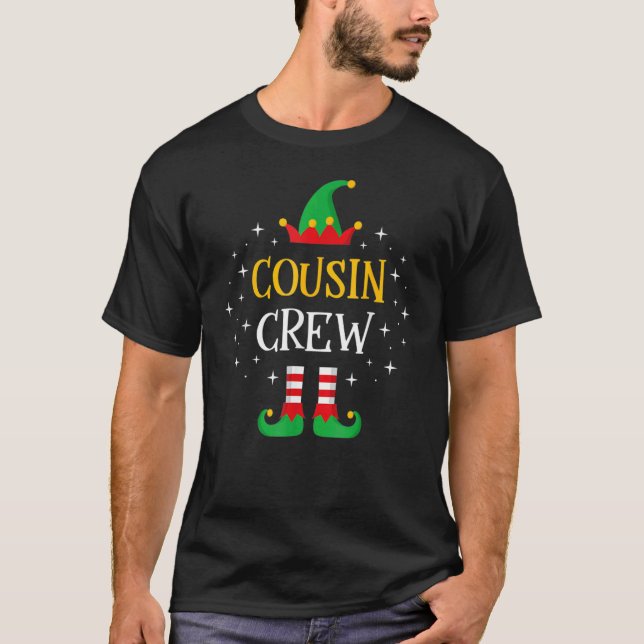 Cousin Crew  Cute Xmas Elf Party Pajama PJ Matchin T-Shirt (Front)
