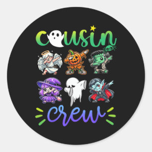 Cousin Crew Dabbing Halloween Boys Skeleton Zombie Classic Round Sticker