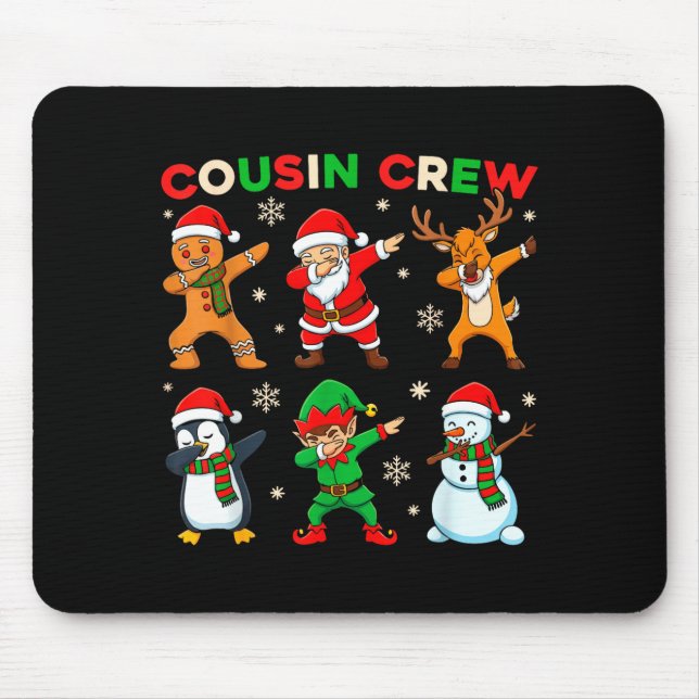 Cousin Crew Dabbing Santa Elf Friends Christmas Fu Mouse Pad (Front)