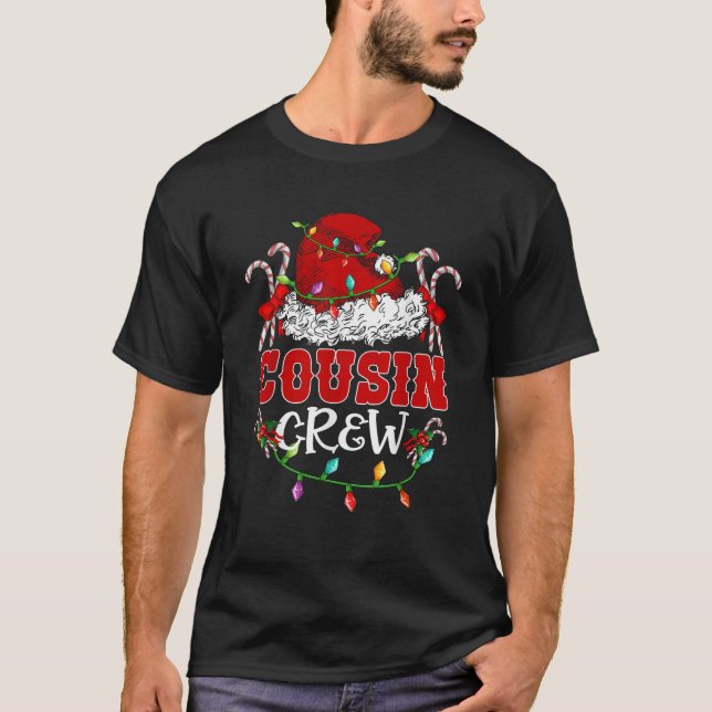 Cousin Crew Family Group Matching Christmas Lights T-Shirt (Front)