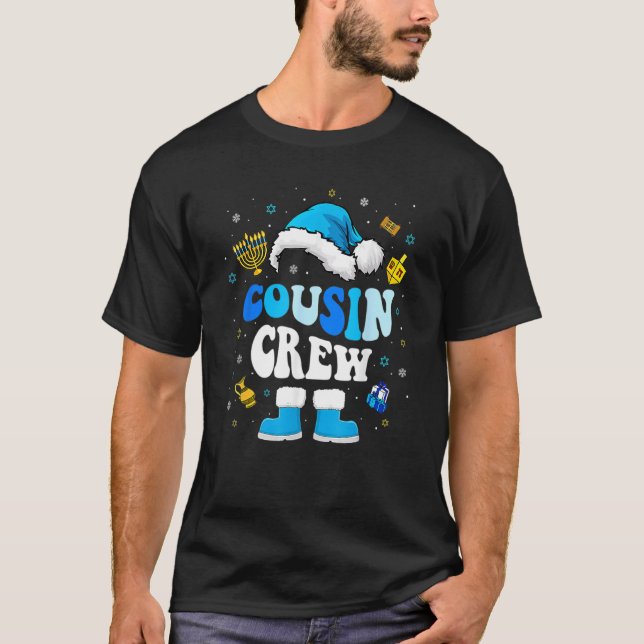 Cousin crew Hanukkah Santa Family Squad Jewish Hol T-Shirt (Front)