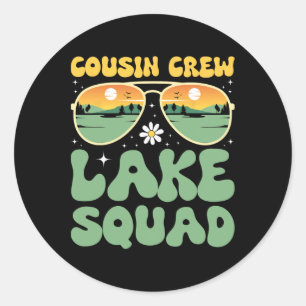 Cousin Crew Lake Squad Sunset Family Camping Summe Classic Round Sticker