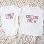 Cousin Crew | Mauve Kids Baby T-Shirt<br><div class="desc">Custom printed apparel personalised with "Cousin Crew" graphic or other custom text. Use the design tools to edit the text fonts and colours or add your own photos to create a one of a kind custom t-shirt design. Select from a wide variety of t-shirts, tank tops and sweatshirts for men,...</div>