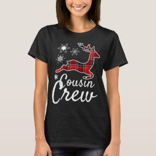 Cousin Crew Plaid Reindeer Christmas Red Black Paj T-Shirt