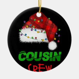 Cousin Crew Red Plaid Family Christmas Pyjamas Ceramic Ornament