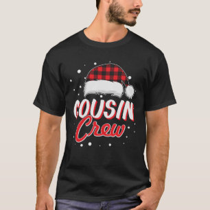Cousin Crew Red Plaid Santa Hat Christmas T-Shirt