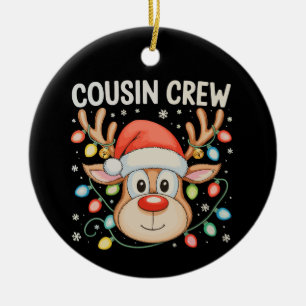 Cousin Crew Reindeer Christmas Xmas Lights Holiday Ceramic Ornament
