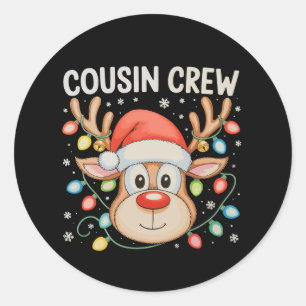 Cousin Crew Reindeer Christmas Xmas Lights Holiday Classic Round Sticker