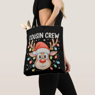 Cousin Crew Reindeer Christmas Xmas Lights Holiday Tote Bag