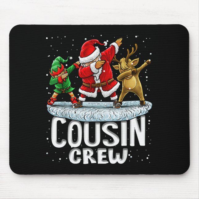Cousin Crew Santa Elf Dabbing Matching Family Chri Mouse Pad (Front)
