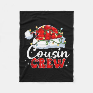 Cousin Crew Santa Hat Xmas Lights Merry Christmas  Fleece Blanket